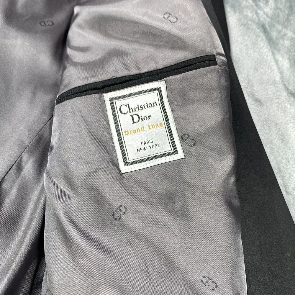 Vtg Christian‎ Dior Blazer Men 46L Black Grand Luxe Jacket Sport Coat USA Made